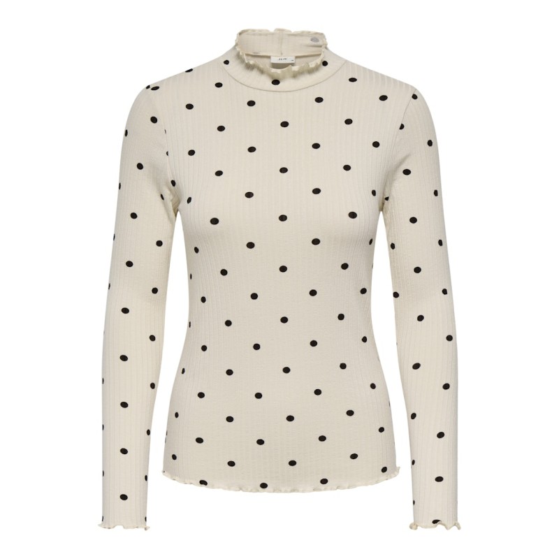 JDY Fransiska L/S Bluse - Whitecap Gray / Chocolate Torte Dots