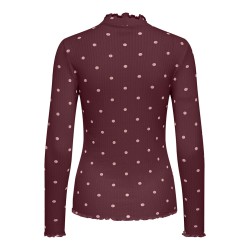 JDY Fransiska L/S Bluse - Windsor Wine / Rosa Quartz Dots