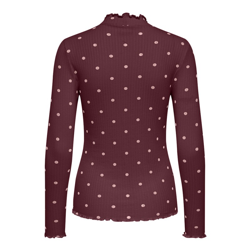 JDY Fransiska L/S Bluse - Windsor Wine / Rosa Quartz Dots