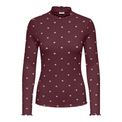 JDY Fransiska L/S Bluse - Windsor Wine / Rosa Quartz Dots