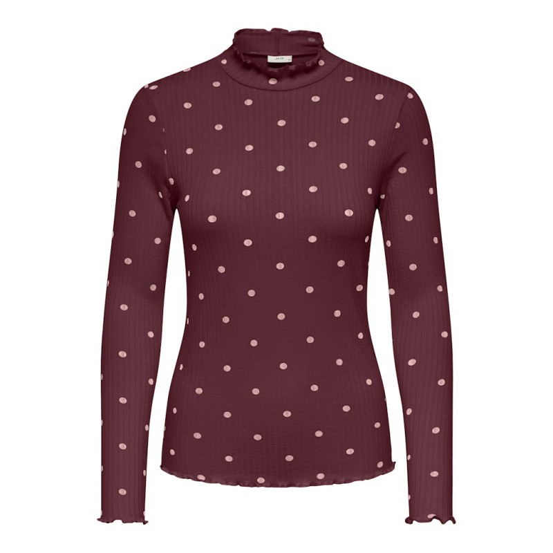 JDY Fransiska L/S Bluse - Windsor Wine / Rosa Quartz Dots