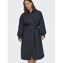 ONLY CARMAKOMA Krimmi L/S Skjortekjole - Naval Academy / Stripes