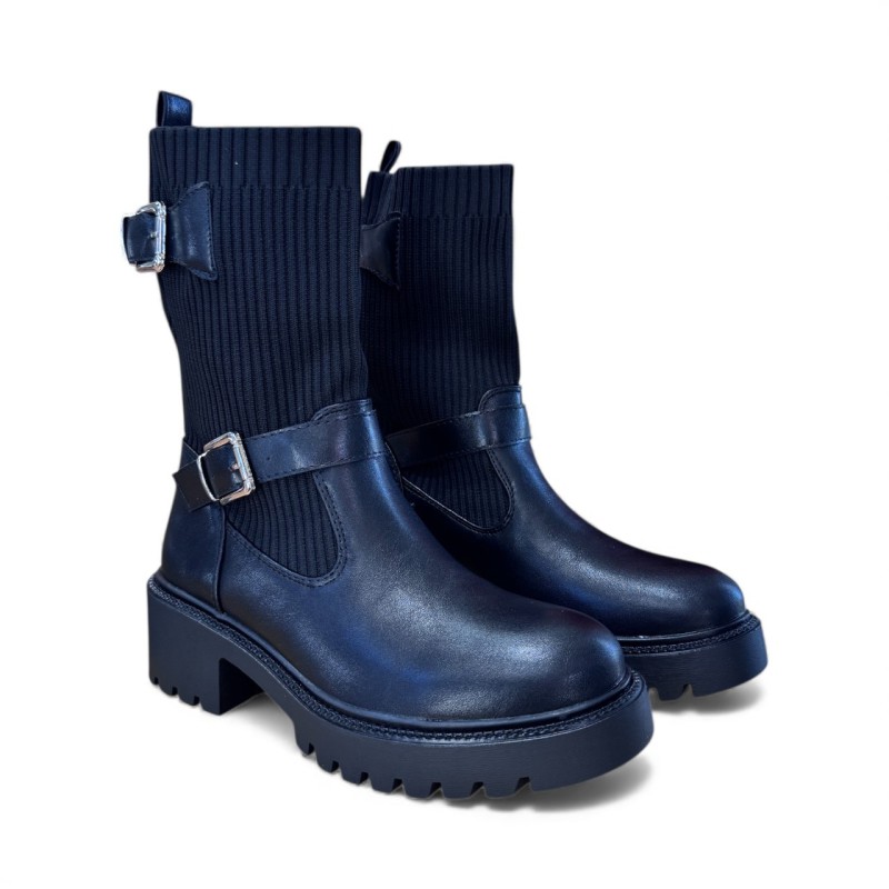 Sixth Sens Strik Læder Støvler - Sort