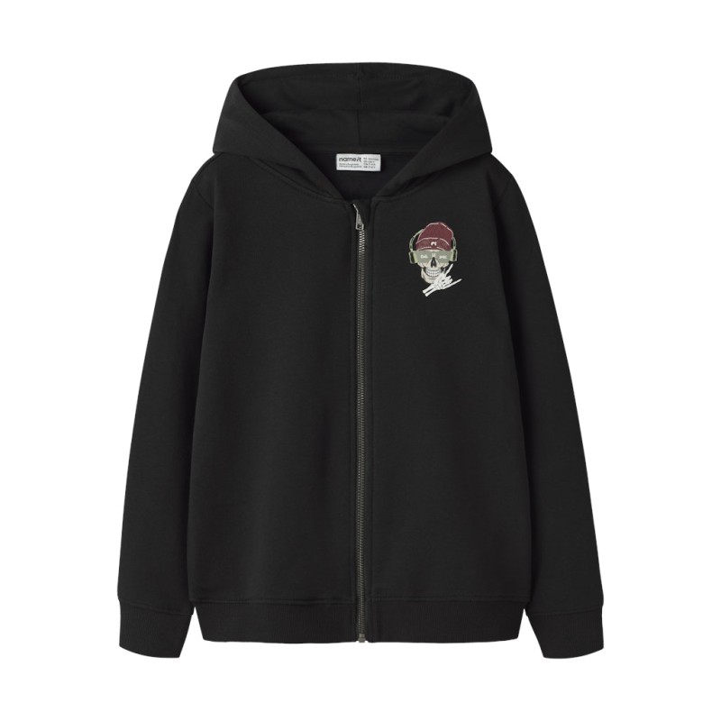 NAME IT Kids Teddy L/S Sweat Cardigan - Sort