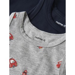 NAME IT Mini Brandbil Tank Top 2-Pak - Grey Melange