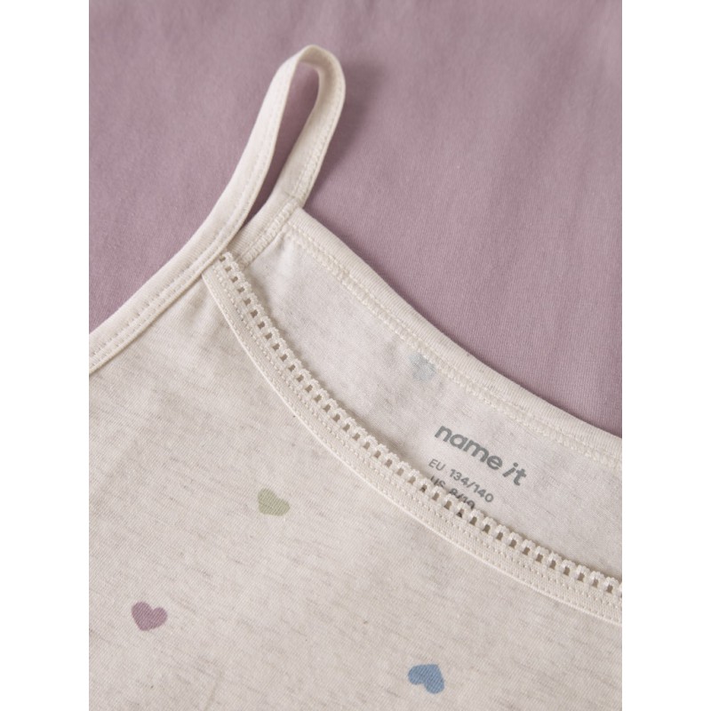 NAME IT Kids Hjerte Strop Top 2-Pak - Peyote Melange