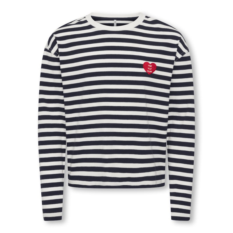 KIDS ONLY Livina L/S Stribet Bluse - Sort