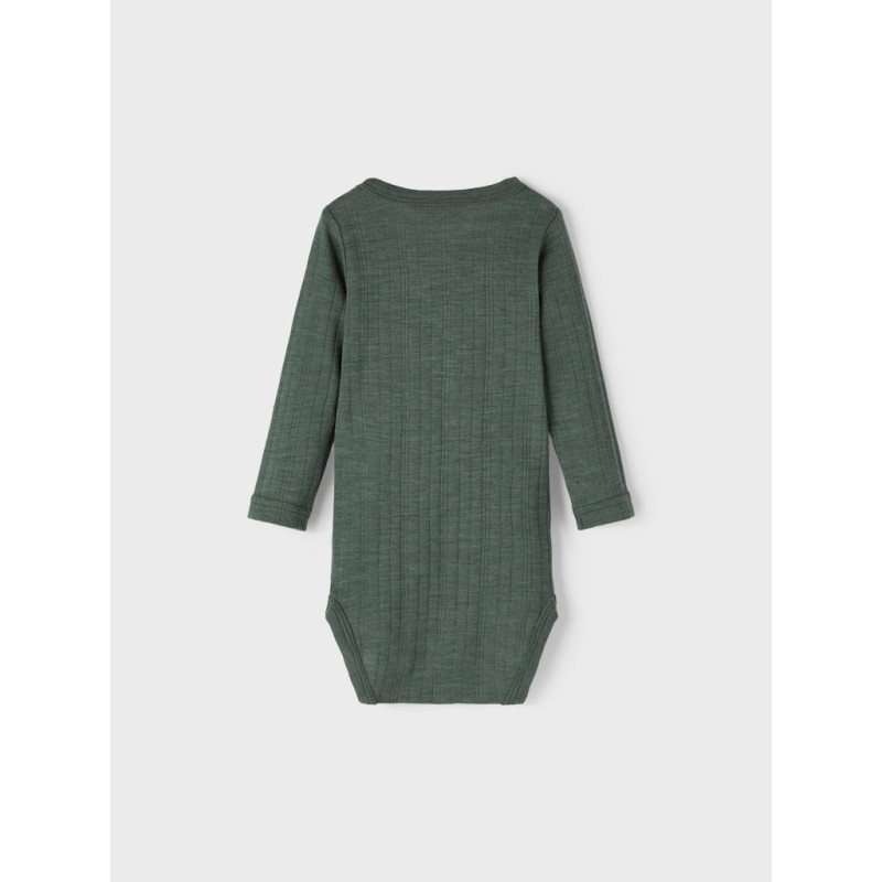 NAME IT Baby Uld L/S Bodystocking - Duck Green