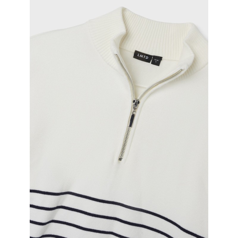 LMTD Kacy L/S Half Zip Knit - Hvid Alyssum