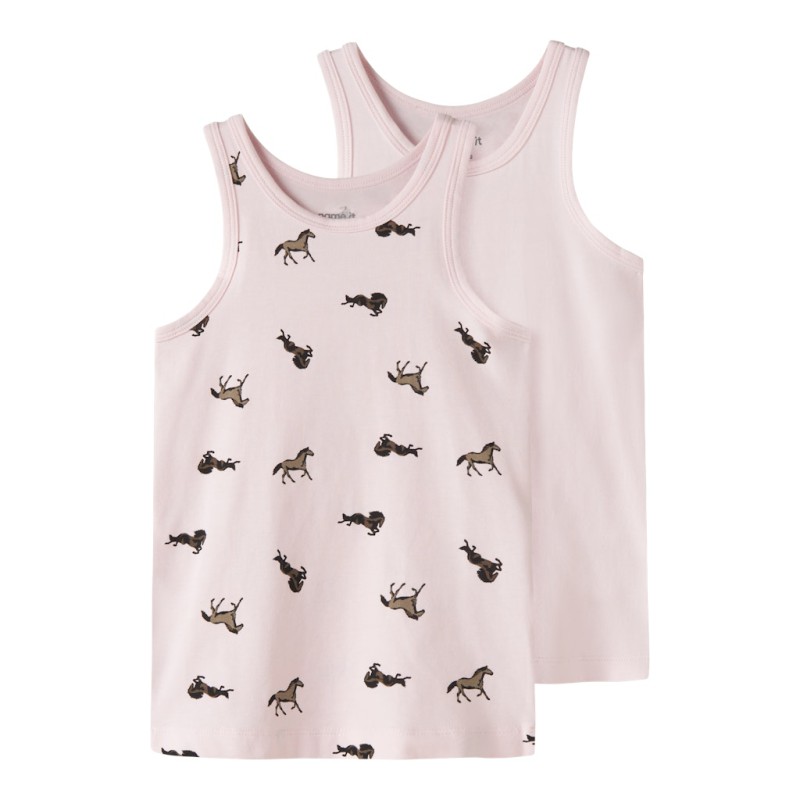 NAME IT MINI pige - Hest Tank Top 2-Pak - Ballerina