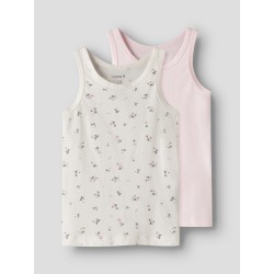 NAME IT MINI pige - Blomster Tank Top 2-pak - Jet Stream