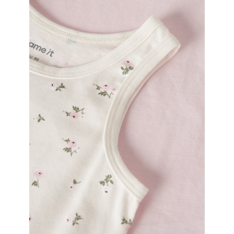 NAME IT MINI pige - Blomster Tank Top 2-pak - Jet Stream