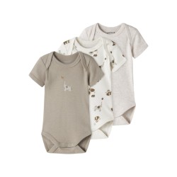 NAME IT Baby Bodystocking Animal 3-pak - Jet Stream