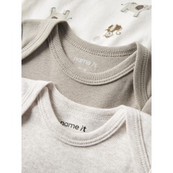 NAME IT Baby Bodystocking Animal 3-pak - Jet Stream