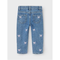 NAME IT Mini Bella Mom fit Jeans - Medium Blue / Sløjfe