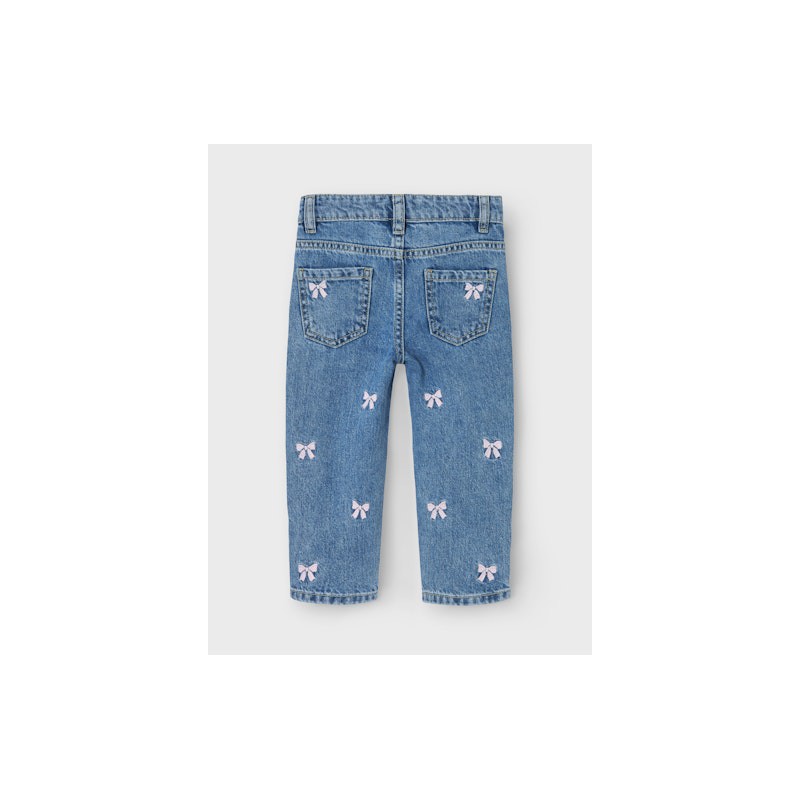 NAME IT Mini Bella Mom fit Jeans - Medium Blue / Sløjfe