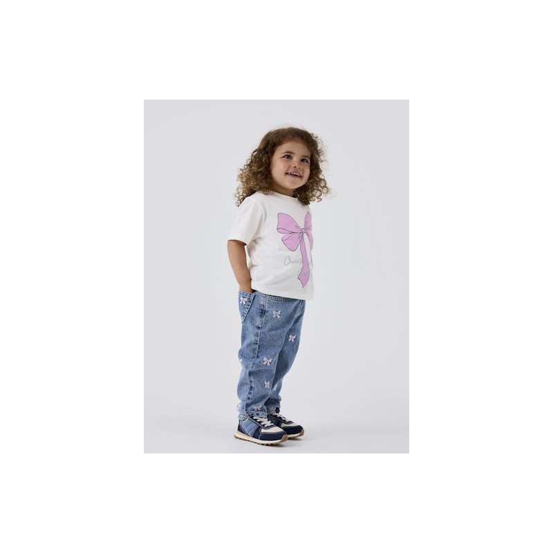 NAME IT Mini Bella Mom fit Jeans - Medium Blue / Sløjfe