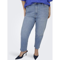 ONLY CARMAKOMA Emily Stretch HW Straight Ankel Denim Jeans - Light Blue Denim