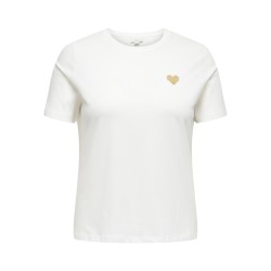 ONLY CARMAKOMA Kita S/S Logo Top - Cloud Dancer