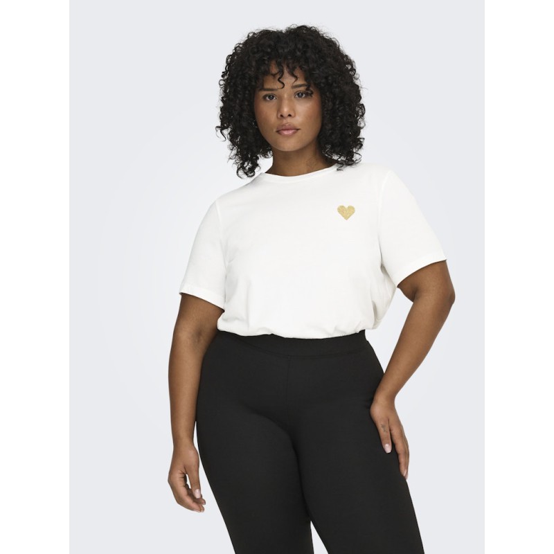 ONLY CARMAKOMA Kita S/S Logo Top - Cloud Dancer