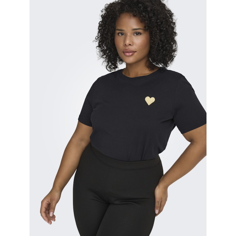 ONLY CARMAKOMA Kita S/S Logo Top - Sort