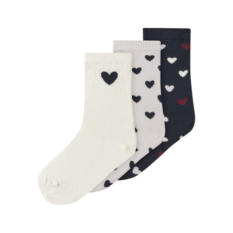NAME IT Mini Tua 3-pak Hjerte Strømper - Light Grey Melange