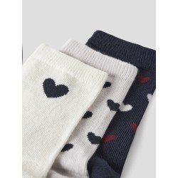 NAME IT Mini Tua 3-pak Hjerte Strømper - Light Grey Melange