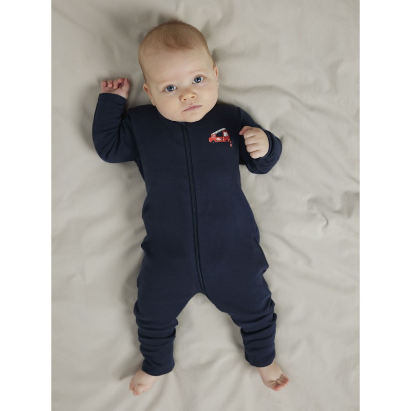 NAME IT Baby Brandbil Lynlås Natdragt 2-pak - Grey Melange