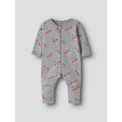 NAME IT Baby Brandbil Lynlås Natdragt 2-pak - Grey Melange