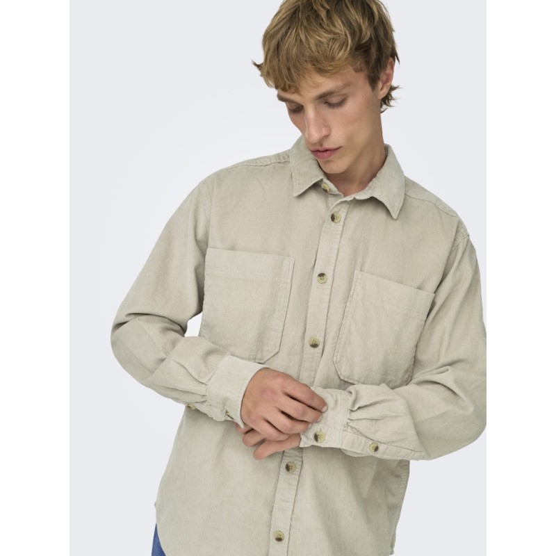 ONLY & SONS Fløjl Overshirt - Silver Linning