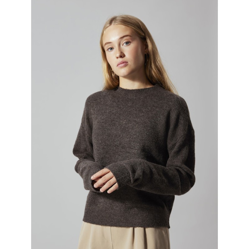 LMTD Lodet L/S Kort Strik - Chocolate brown