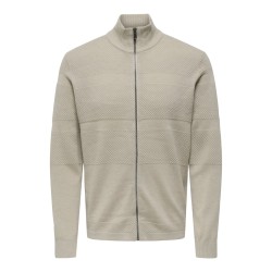 ONLY & SONS Malik Regular Strik Lynlås Cardigan - Silver Linning
