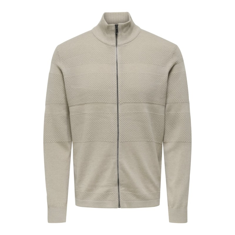 ONLY & SONS Malik Regular Strik Lynlås Cardigan - Silver Linning