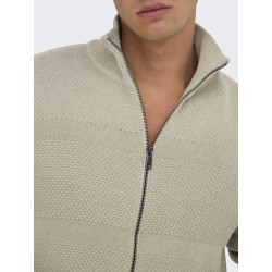 ONLY & SONS Malik Regular Strik Lynlås Cardigan - Silver Linning
