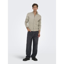 ONLY & SONS Malik Regular Strik Lynlås Cardigan - Silver Linning