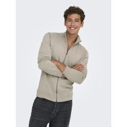 ONLY & SONS Malik Regular Strik Lynlås Cardigan - Silver Linning