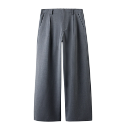 LMTD Luis Pleat Brede Bukser - Grey Melange