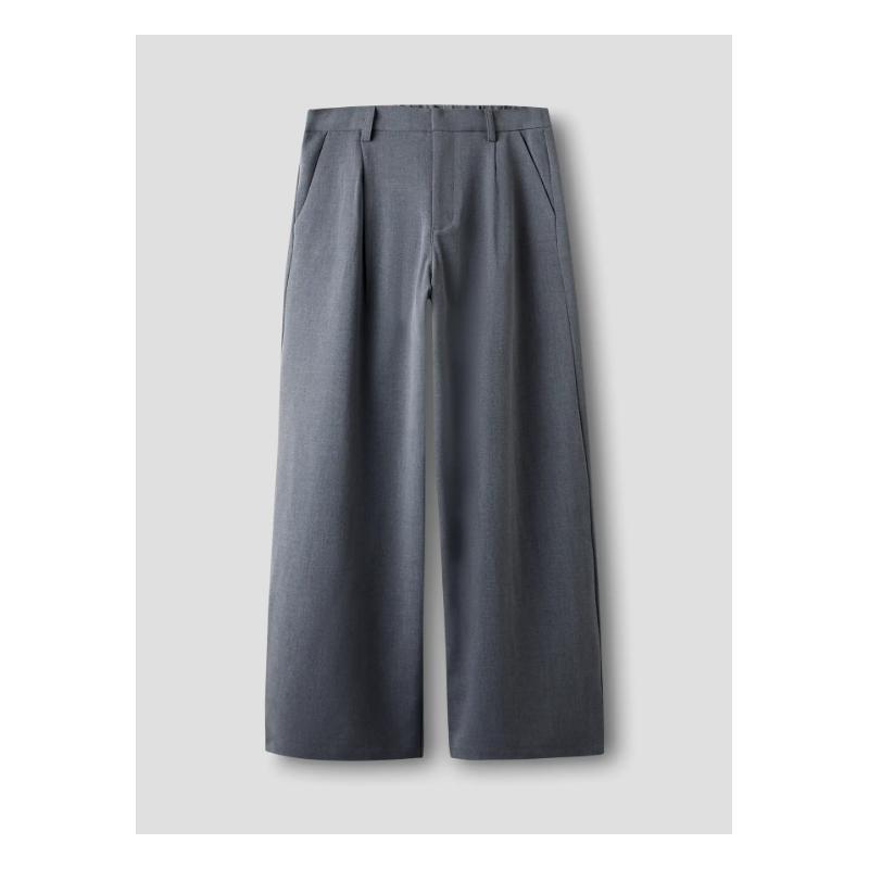 LMTD Luis Pleat Brede Bukser - Grey Melange