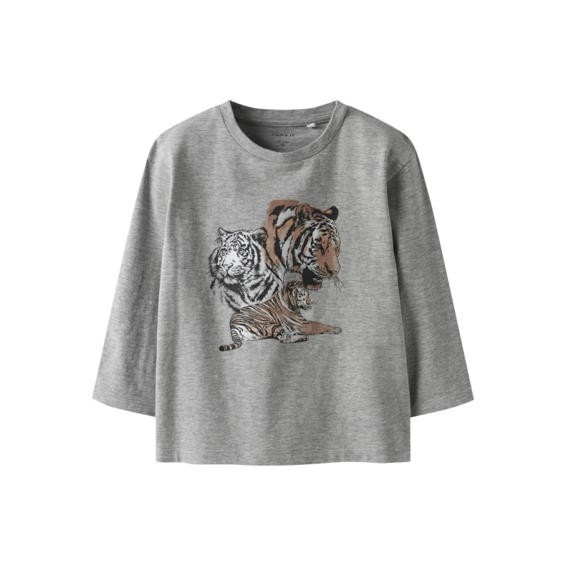 NAME IT Mini Thornton Regular L/S Bluse - Grey Melange