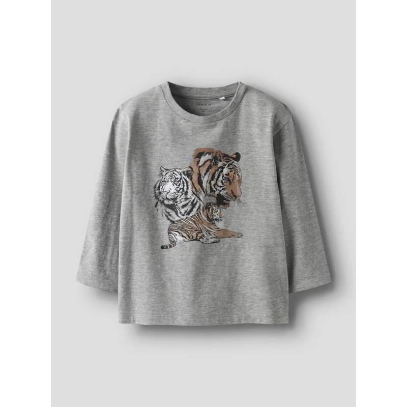 NAME IT Mini Thornton Regular L/S Bluse - Grey Melange