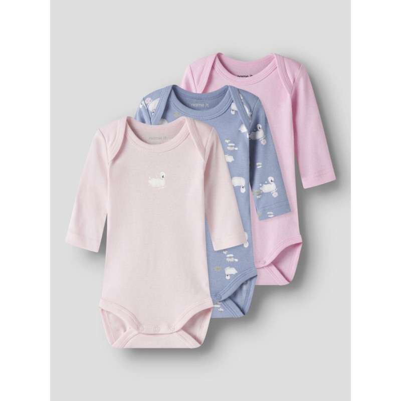 NAME IT Baby L/S Svane Bodystocking 3-pak - Endless Sky