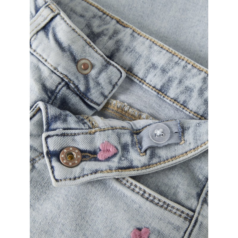 NAME IT MINI pige - Rose wide jeans - Light Blue Bleached