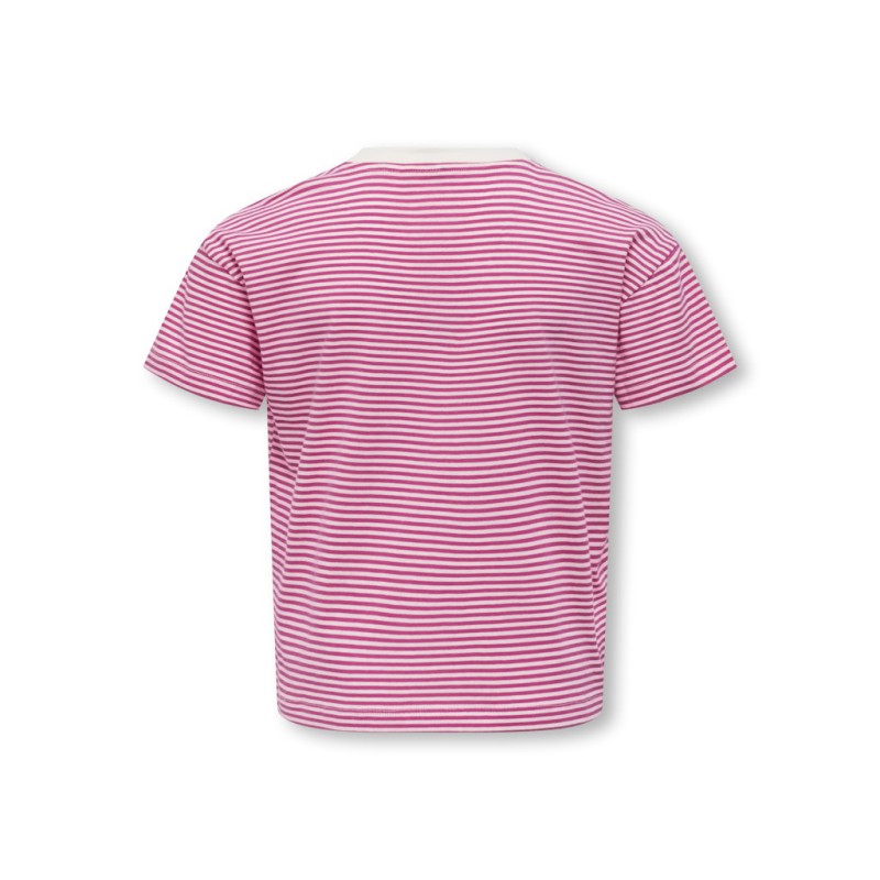 KIDS ONLY Pisa Maiken Crop S/S T-shirt - Cloud Dancer/Magenta