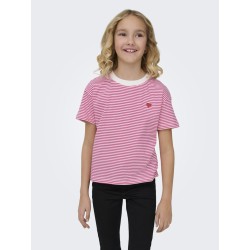 KIDS ONLY Pisa Maiken Crop S/S T-shirt - Cloud Dancer/Magenta