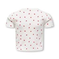 KIDS ONLY Bella Kort S/S T-shirt - Cloud Dancer/Strawberries