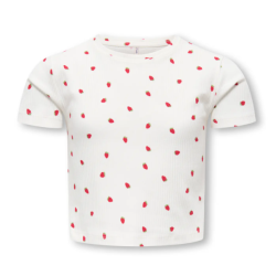 KIDS ONLY Bella Kort S/S T-shirt - Cloud Dancer/Strawberries