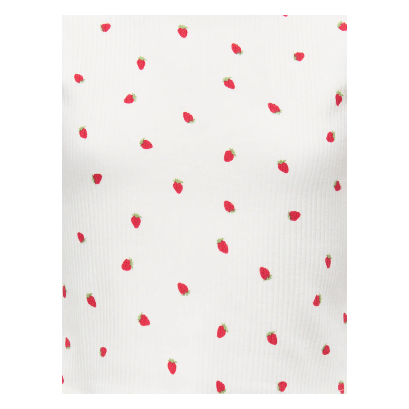 KIDS ONLY Bella Kort S/S T-shirt - Cloud Dancer/Strawberries