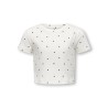 KIDS ONLY Bella Kort S/S T-shirt - Cloud Dancer/Black Hearts