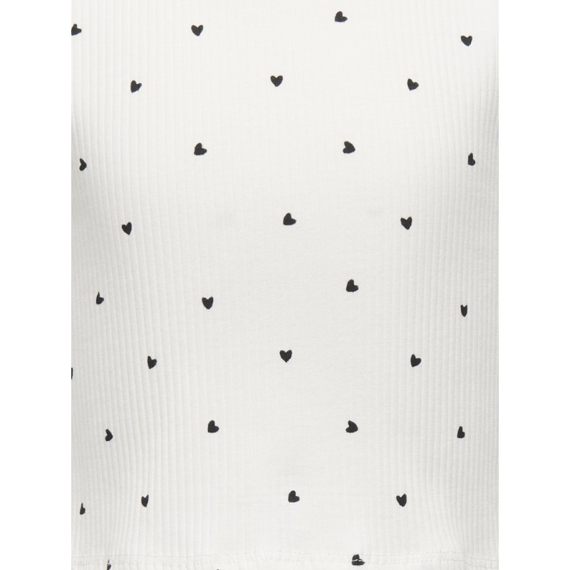 KIDS ONLY Bella Kort S/S T-shirt - Cloud Dancer/Black Hearts