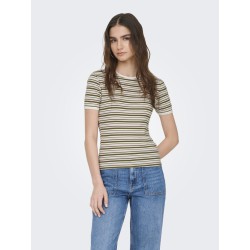 JDY Lada S/S Stribet Top - Fir Green